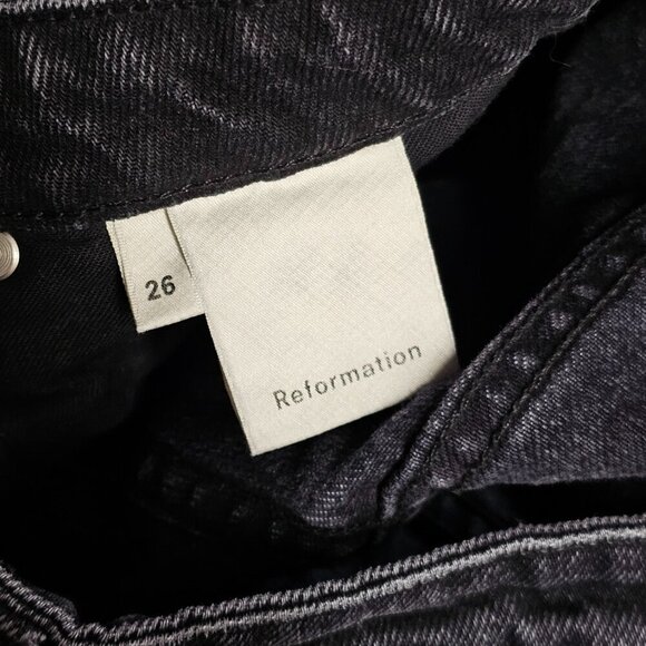 Reformation Brooke Jean in Pacific Size 26 High Rise Button Fly Straight Raw Hem - Picture 4 of 10